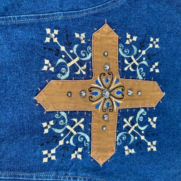 VTG Dont Mess With Texas Vest Women Medium Western Festive Cowboy Studded Cross - Picture 4 of 9
